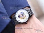 Perfect Replica Longines Black Steel Case White Hollow Face 42mm Men's Watch 